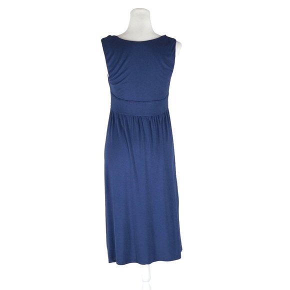 Caite Embroidered Dress Size M Crewel Floral Pattern Blue Sleeveless Knee Length - Picture 6 of 11